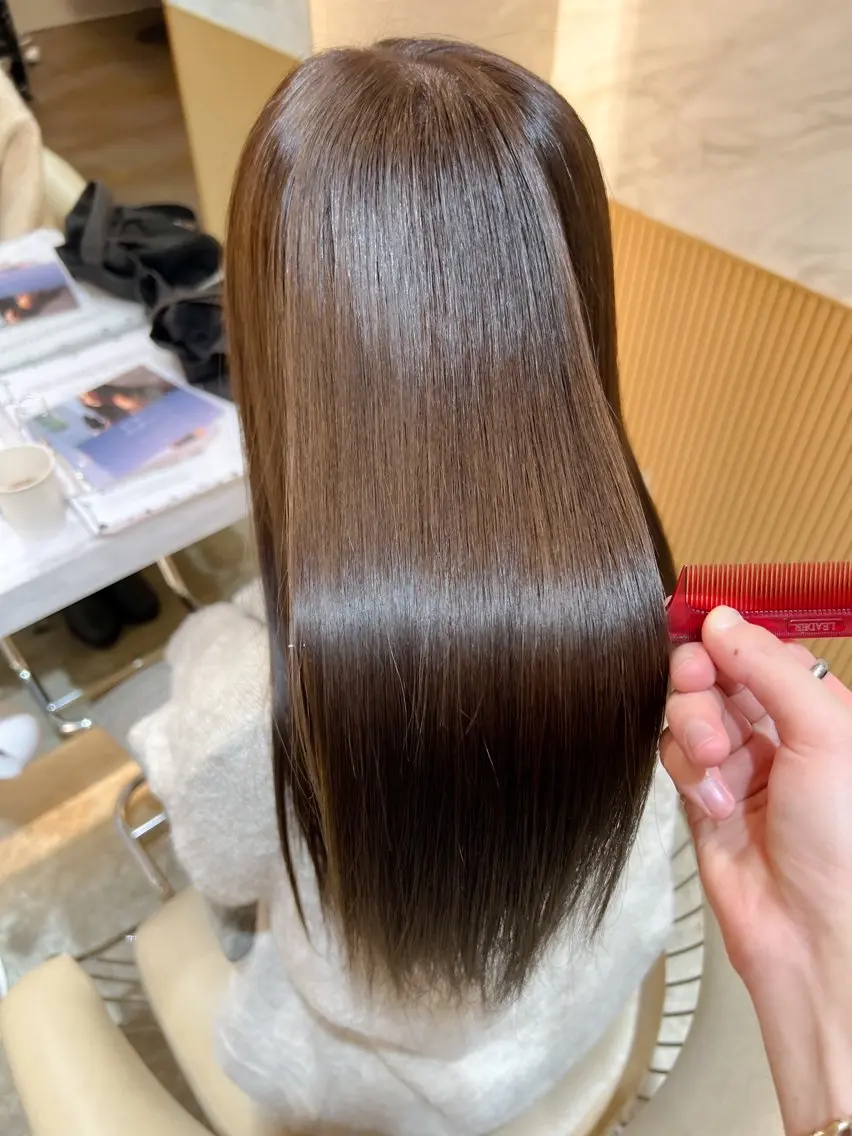 ロング カラー 透明感カラー 縮毛矯正 カット ヘアカラー 縮毛矯正 トリートメント レイヤーカット/艶 髪カラー/木村和生のヘアスタイル