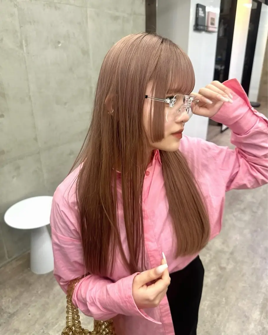 ロング カラー ベージュカラー ピンクカラー ピンクベージュ 姫カット ヘアカラー トリートメント カットモデル募集中 ／HARUKA🎀のヘアスタイル