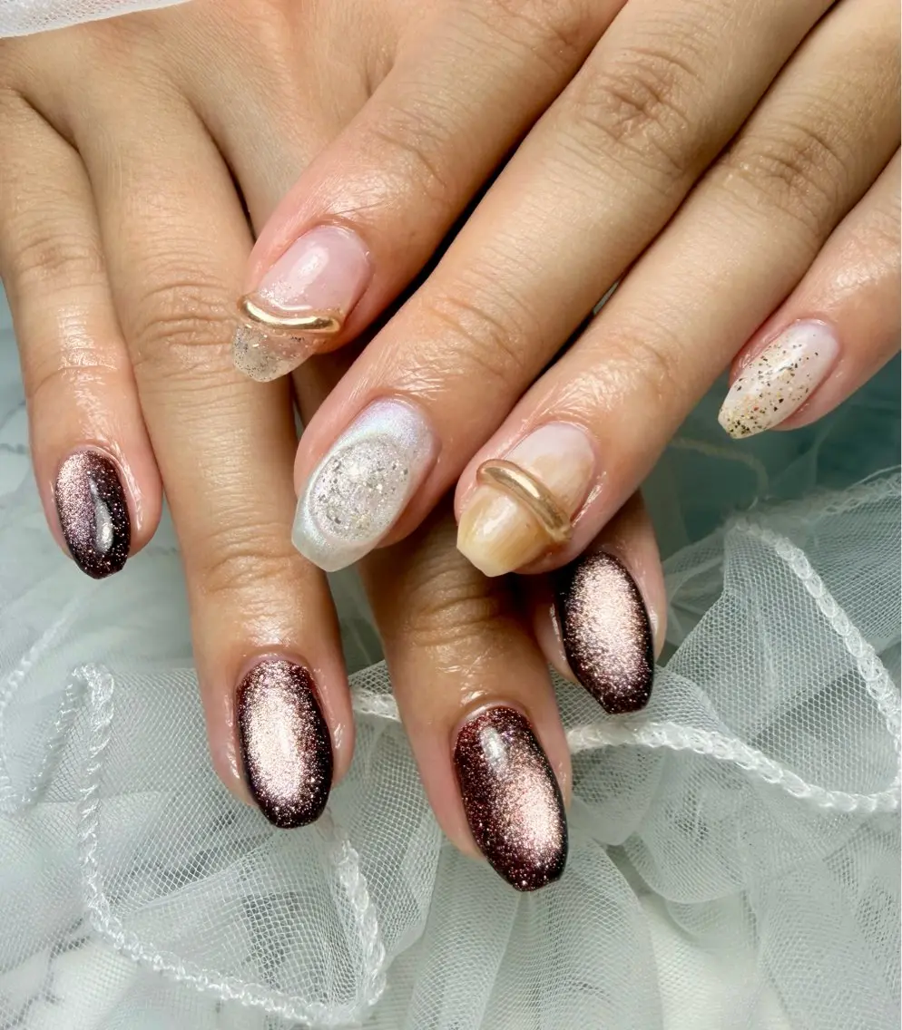 ネイル アートネイル チークネイル フラッシュネイル フラッシュマグ フレンチネイル Mai’s nailのネイルデザイン