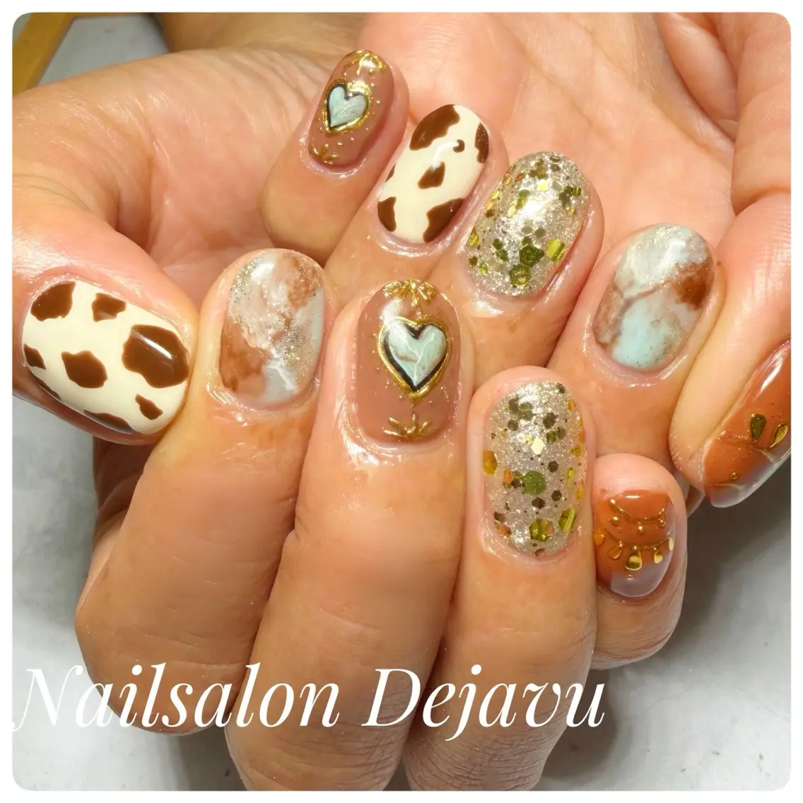 ネイル アニマル柄 大理石ネイル(マーブル) 持ち込み Nailsalon Dejavuのネイルデザイン
