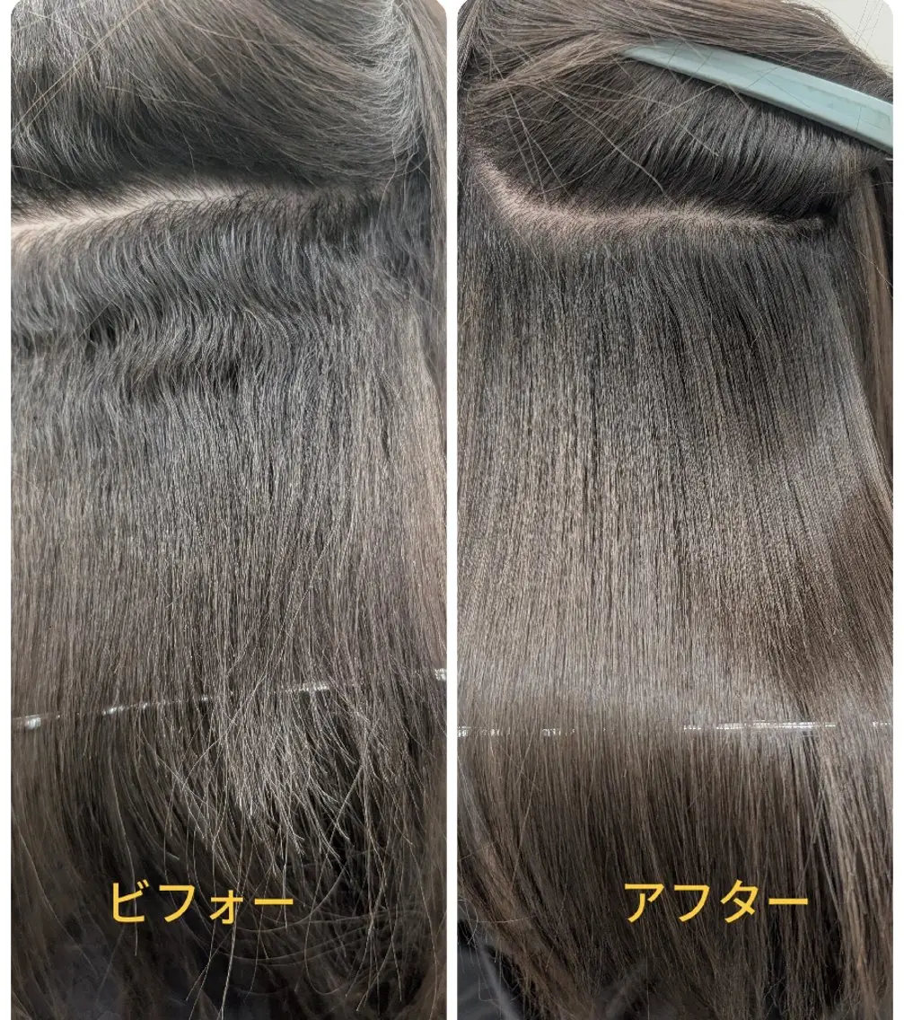 ミディアム 縮毛矯正 カット 縮毛矯正 トリートメント 艶髪／ミントカラー／ 肌が綺麗に見えるお色のヘアスタイル