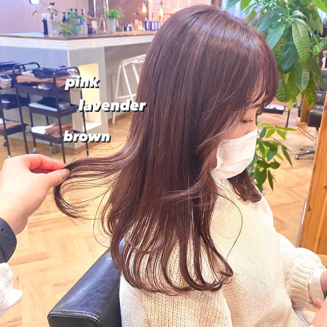 セミロング カラー パーマ ヘアアレンジ メンズ キッズ ネイル マツエク・マツパ ブラウンカラー ラベンダーカラー ラベンダーピンク ピンクカラー ピンクブラウン 前川 朋香のヘアスタイル