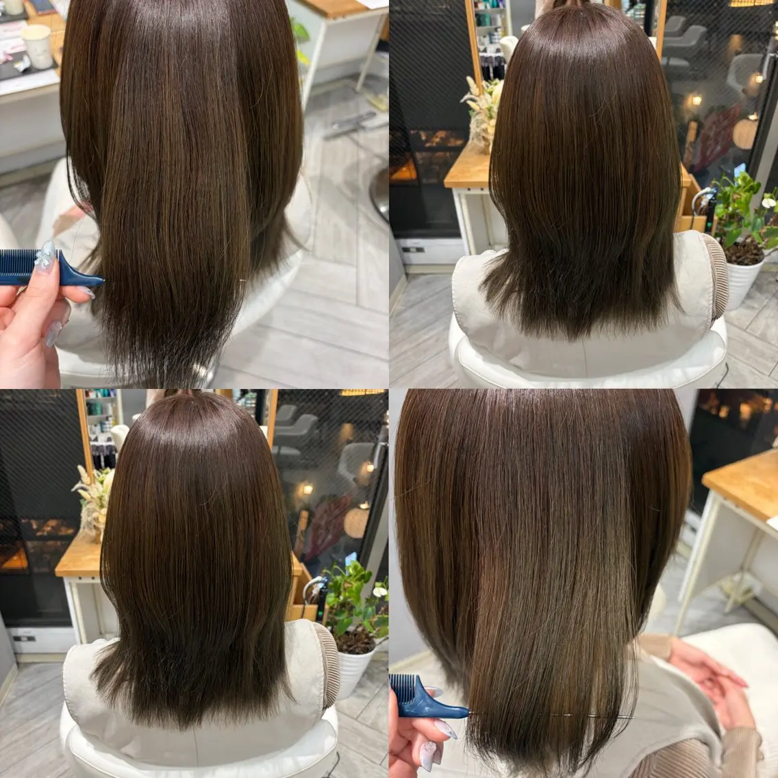 ミディアム カラー ベージュカラー 透明感カラー オリーブベージュ 森 千晶のヘアスタイル