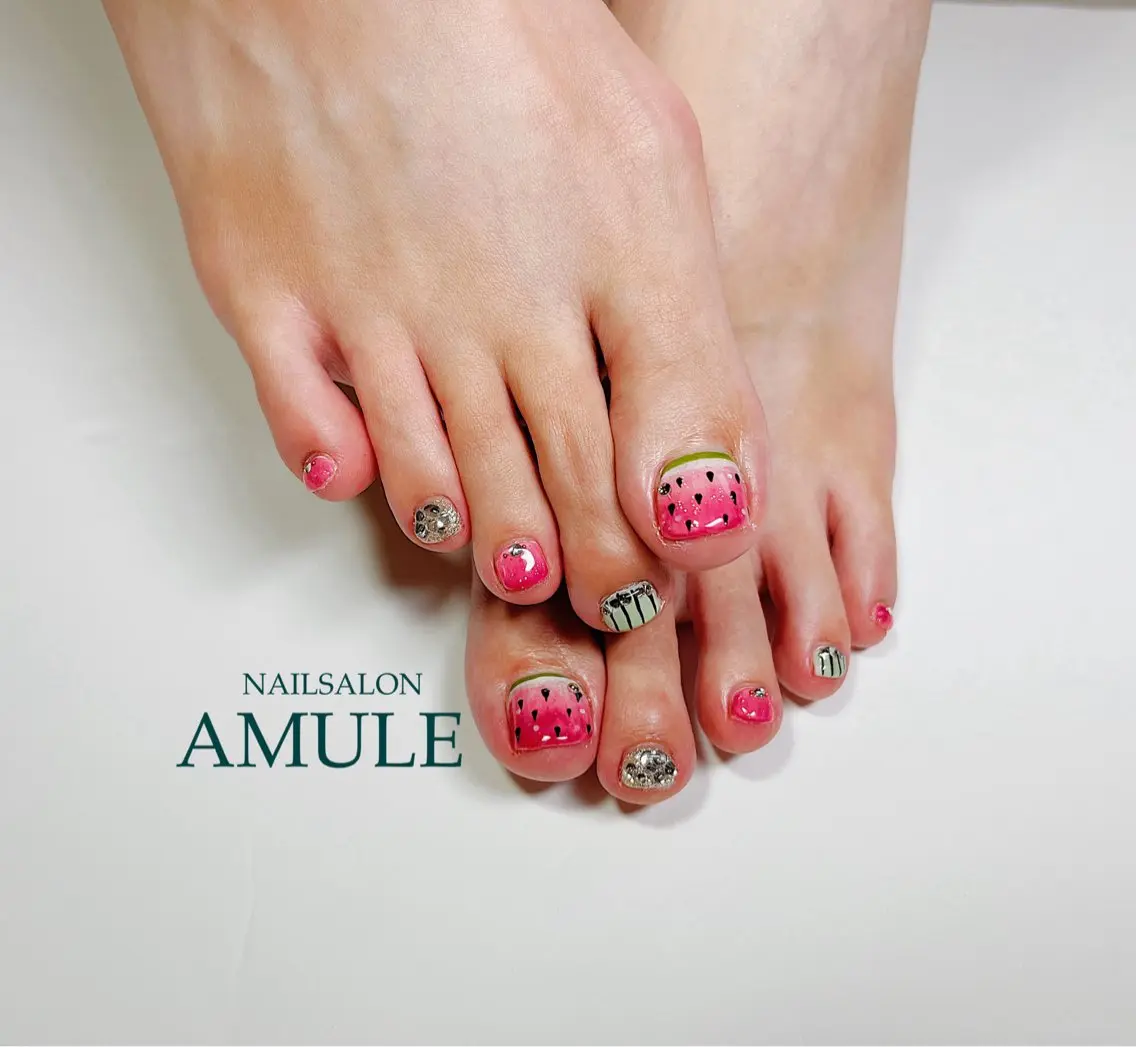 ネイル アートネイル フットネイル ジェルネイル フットネイル NAILSALON AMULEのネイルデザイン