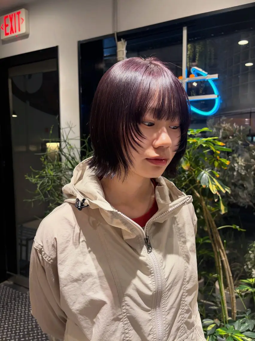 ショート パープルカラー ボブ ヘアカラー ブリーチカラー🍊 ★ayumiのヘアスタイル
