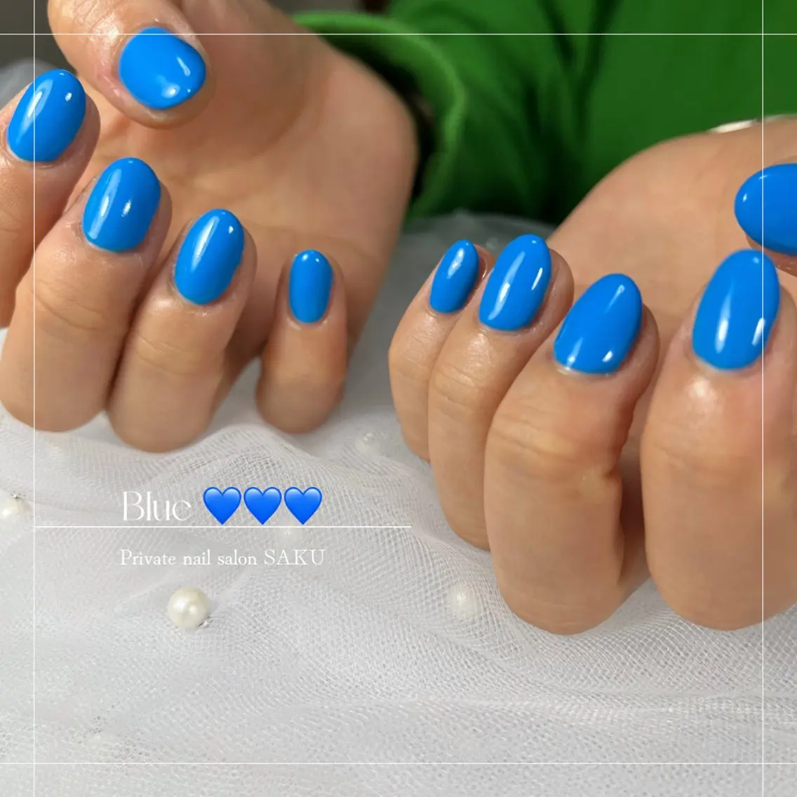 ネイル ブルー ハンドネイル SAKU nail 作島茜のネイルデザイン