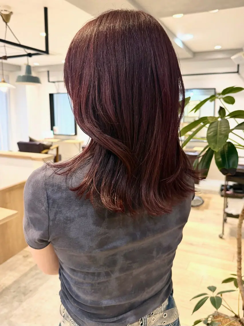 ミディアム カラー レッドカラー ヘアカラー トリートメント 石川絢佳/ 顔周り×暖色のヘアスタイル