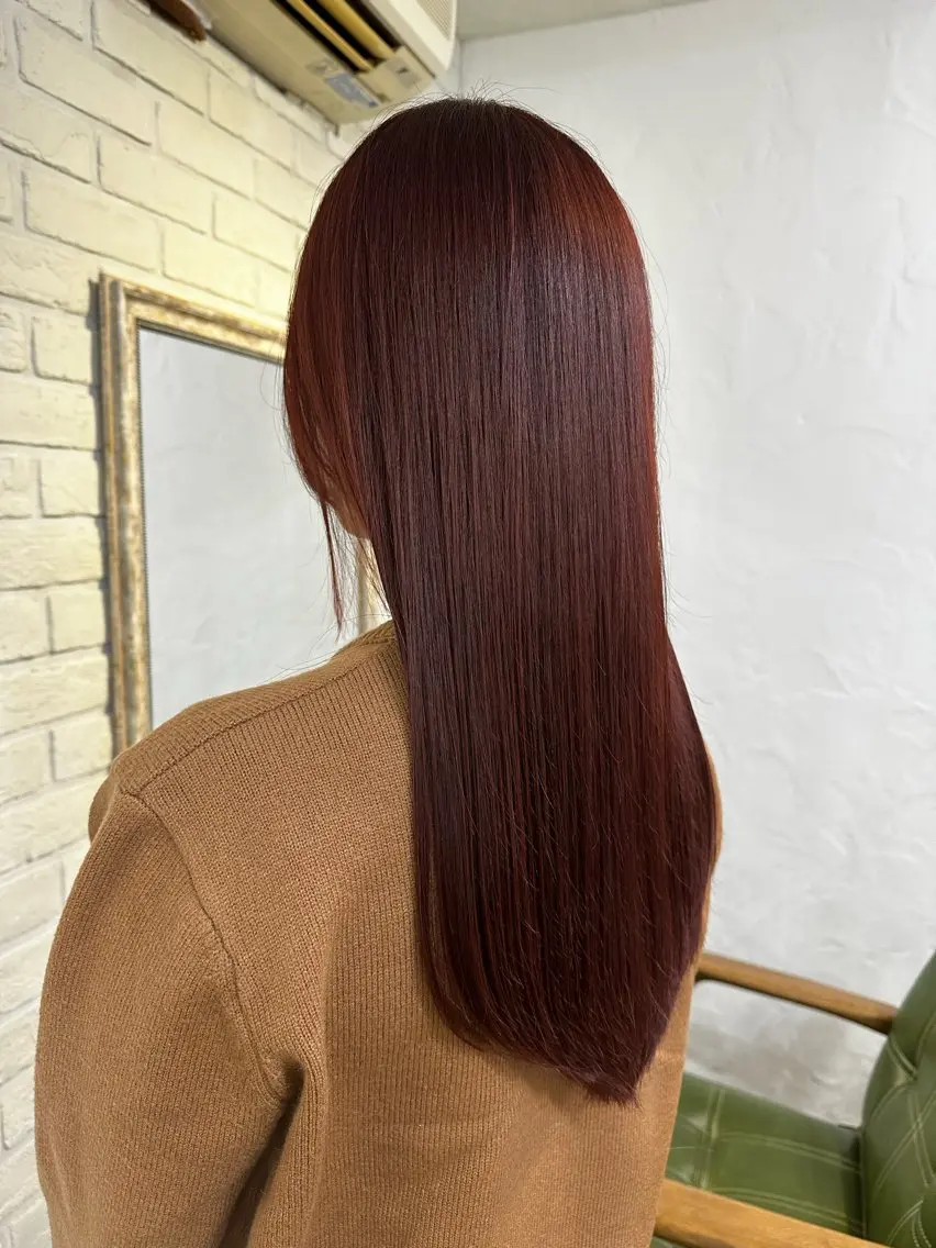 カラー レッドカラー ✨透明感カラー🌱 上村 舜のヘアスタイル