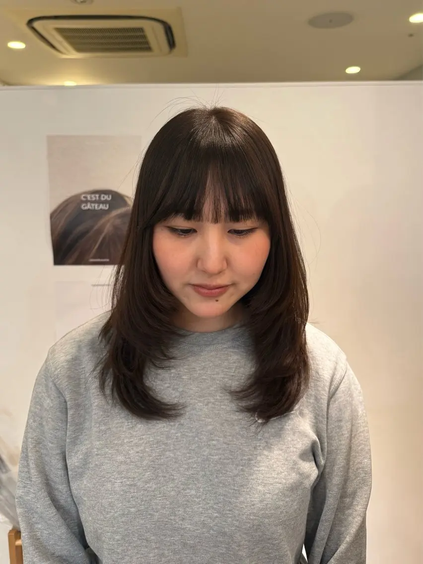 ミディアム カラー ブラウンカラー ダークブラウン レイヤーカット yutaka/透明感 カラー/髪質改善🤎のヘアスタイル