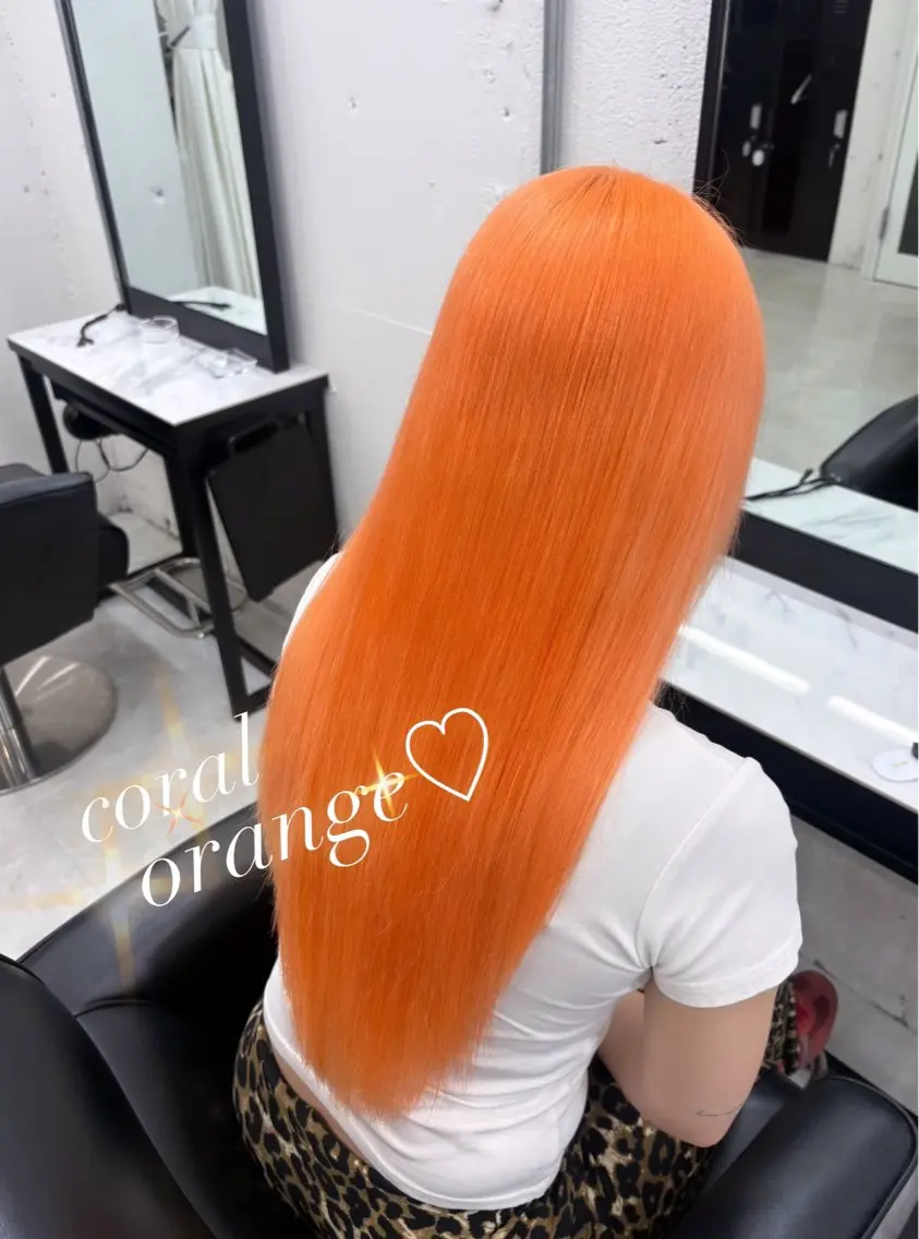 ロング カラー オレンジ ヘアカラー haruna☪︎ モデル募集中✩のヘアスタイル