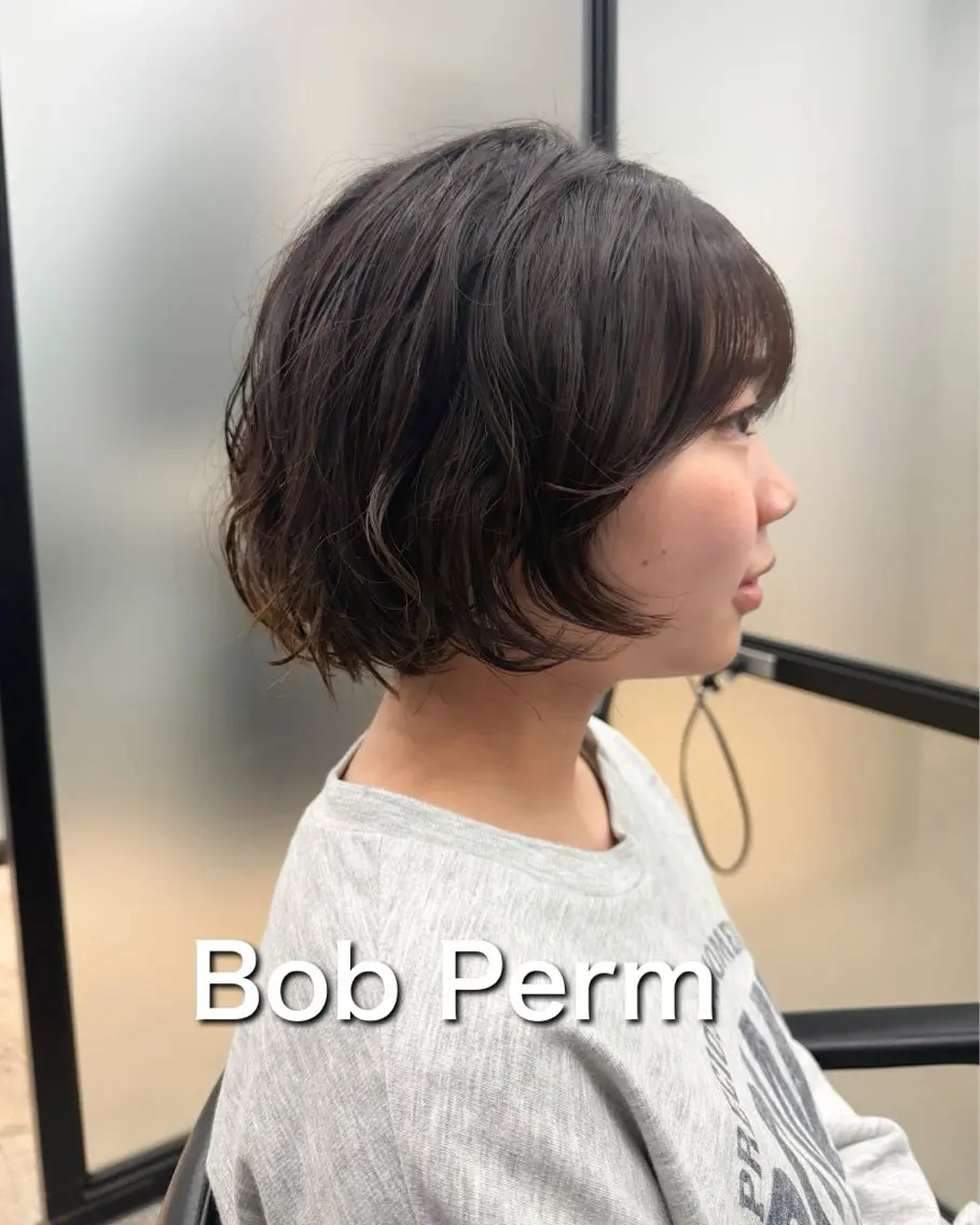 ショート パーマ ボブ レイヤーカット カット パーマ ラフなパーマ 石川雄麻のヘアスタイル