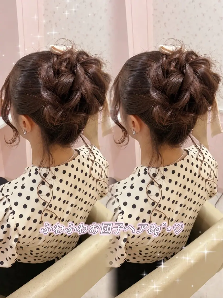 ロング お団子ヘア 佐藤 結理のヘアスタイル