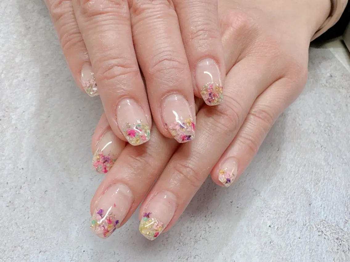 【オフ無し】【ケア込み】✨💅ドライフラワーデザインの写真