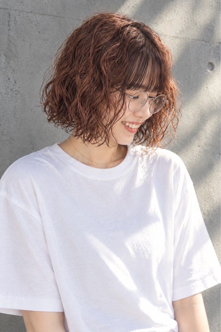 ミディアム カット パーマ 川口 夏歩のヘアスタイル