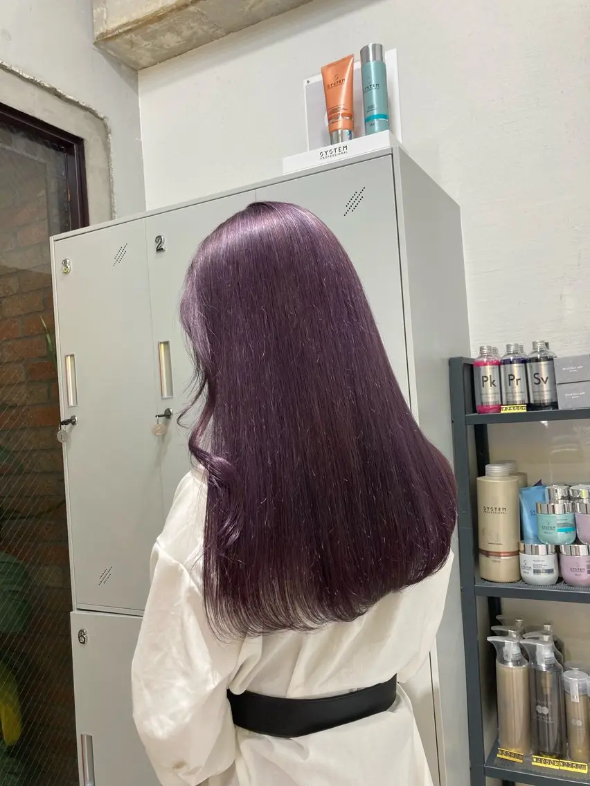 ロング カラー ラベンダーカラー パープルカラー ヘアカラー 表参道/ハイライト バレイヤージュのヘアスタイル