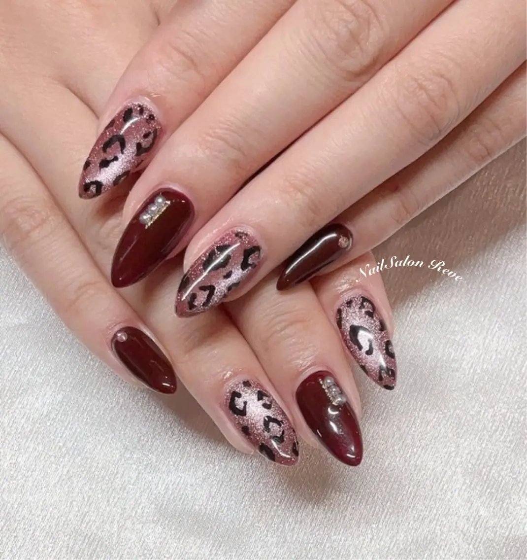 ネイル アニマル柄 マグネットネイル 冬ネイル ハンドネイル NailSalon Reveのネイルデザイン