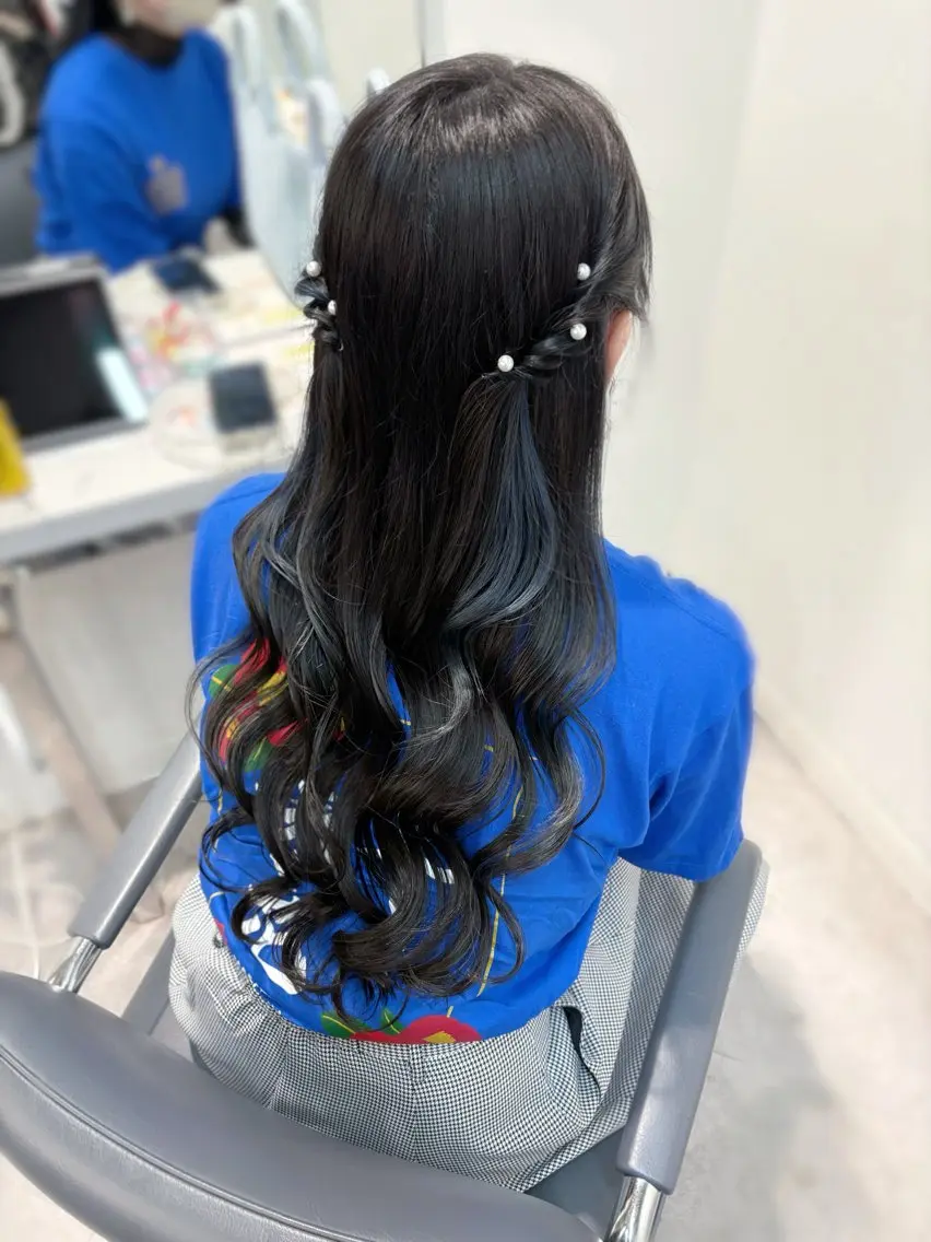 ロング ヘアアレンジ ヘアセット 無料カットモデル💞 ピンク💞みどりのヘアスタイル