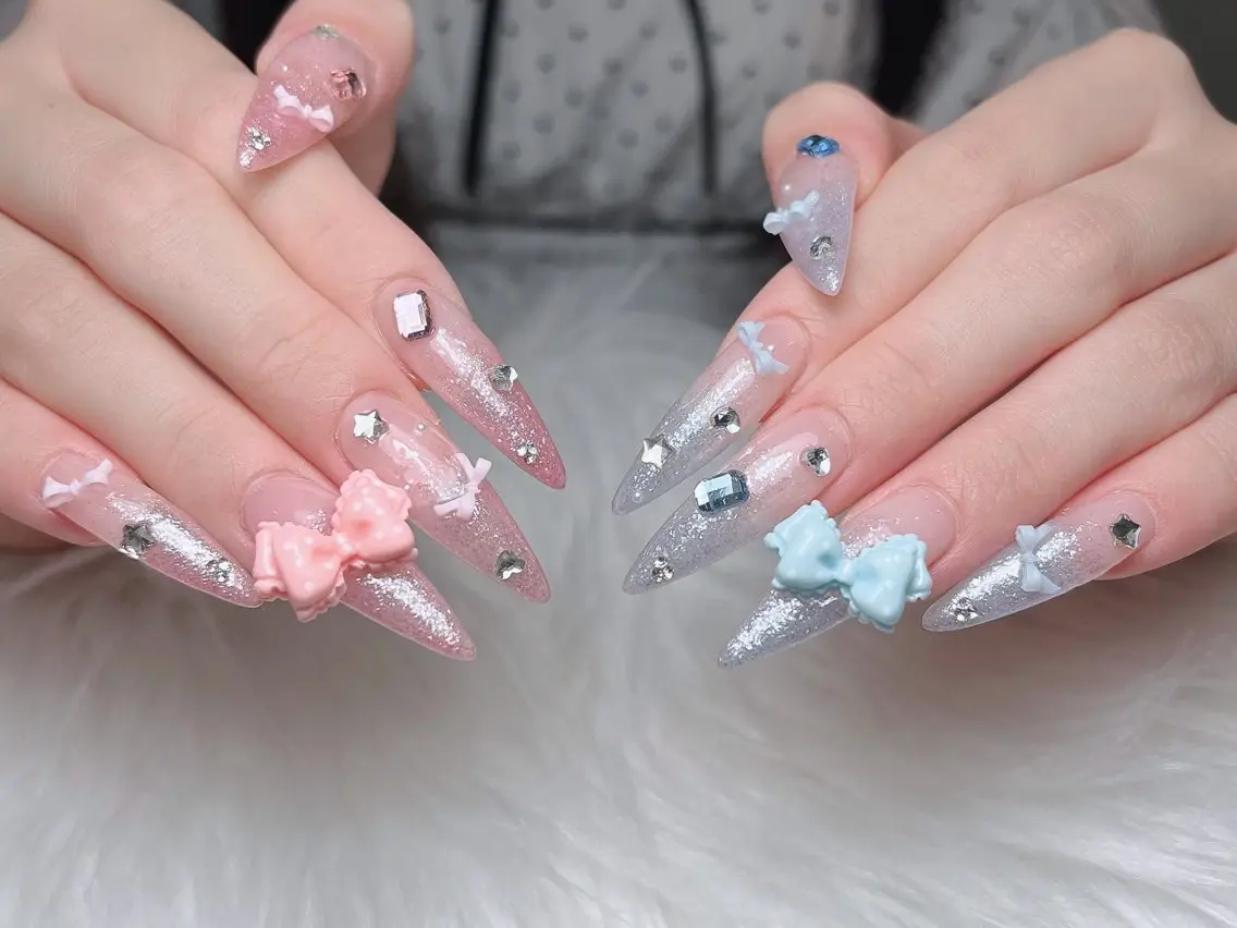 ネイル アートネイル オーロラネイル フレンチネイル ジェルネイル グラデーション ハンドネイル Sora  Nail 長さ出し専門店のネイルデザイン