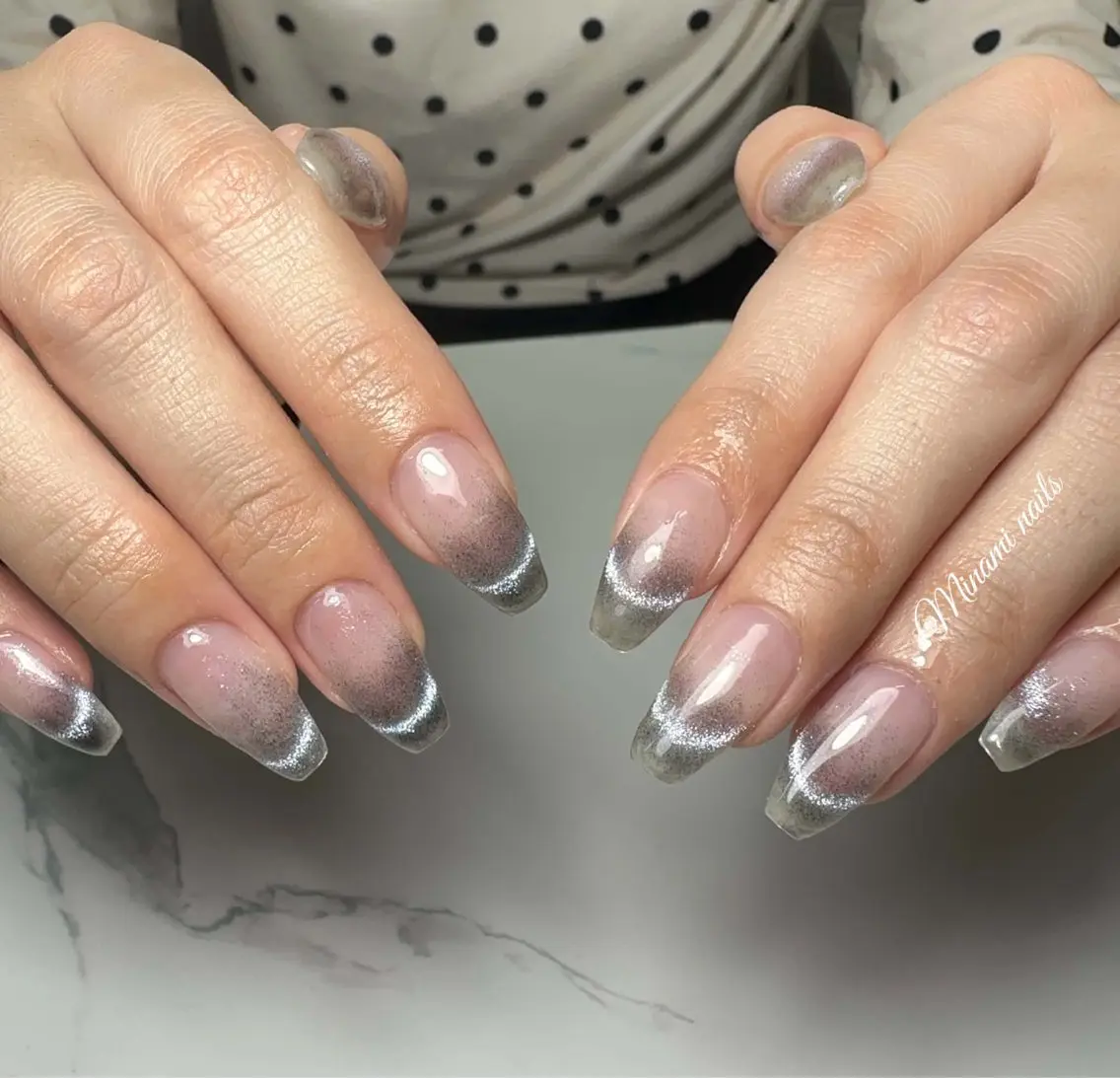 ネイル アートネイル ガーリー キラキラネイル 韓国ネイル マグネットネイル ハンドネイル Minami Nailsのネイルデザイン
