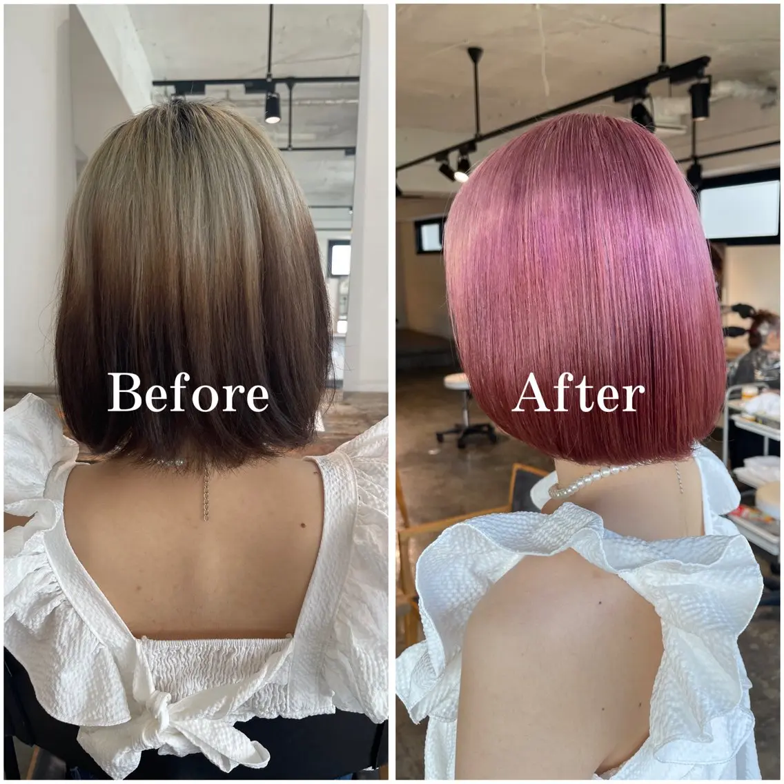 ミディアム カラー ブリーチ デザインカラー ハイトーンカラー ムラ修正/ ハイトーン💖Riaのヘアスタイル