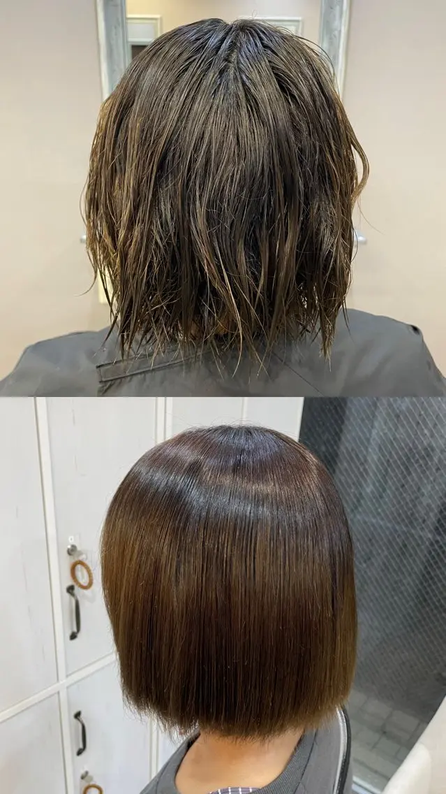 ショート 縮毛矯正 レイヤー/透けカラー ✨KANAのヘアスタイル