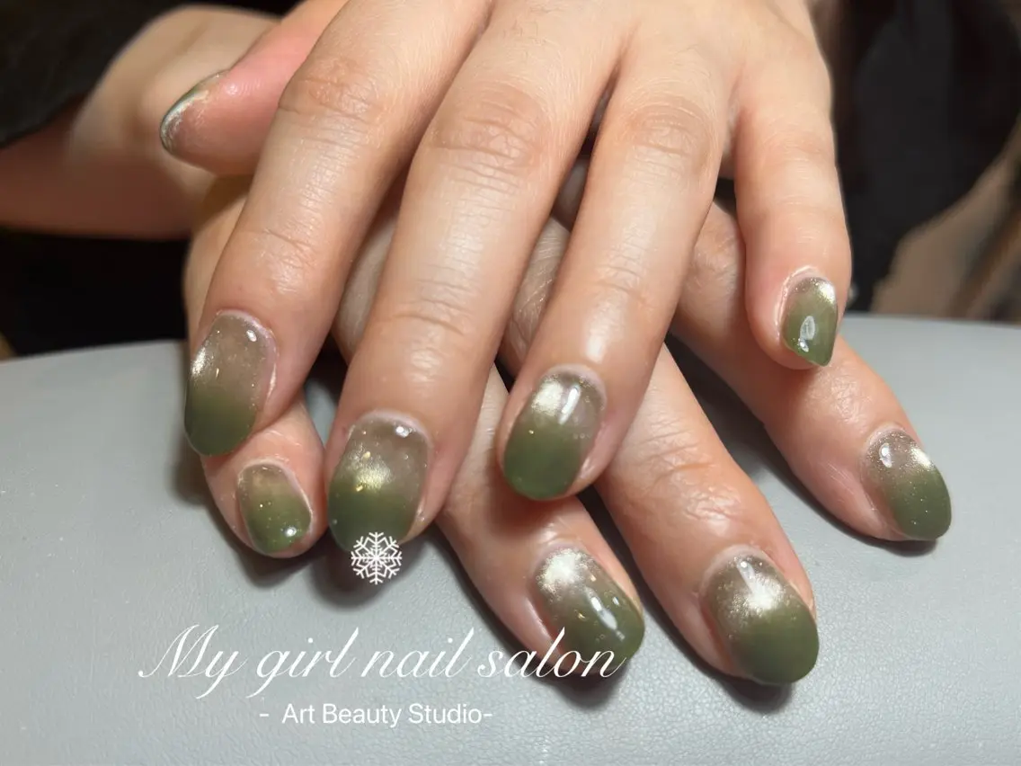 ネイル チークネイル 長さ出し ジェルネイル マグネットネイル パラジェル My Girl nailsalonのネイルデザイン