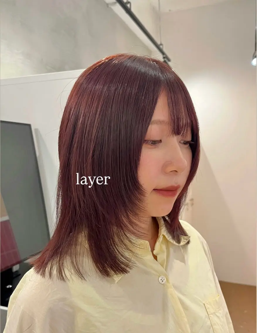 ミディアム レイヤーカット 前髪/髪質改善/艶髪 /透明感/まい🫧のヘアスタイル
