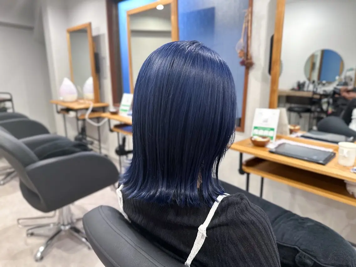 ミディアム カラー ブルーカラー ネイビーカラー カット トリートメント 《髪質改善・縮毛矯正 /ブリーチ》坂本爽のヘアスタイル