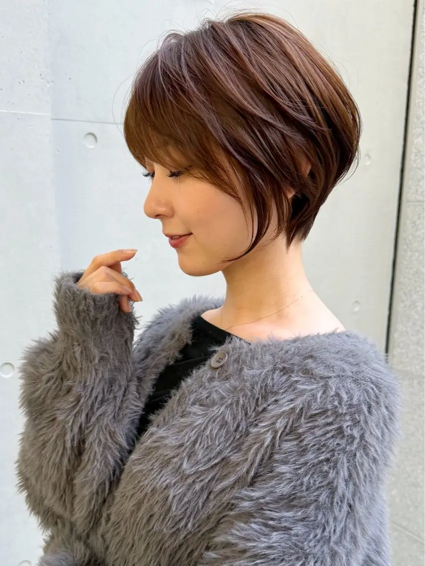 ショート くびれヘア ショートヘア 数名限定/似合わ ショート+艶カラー✨のヘアスタイル