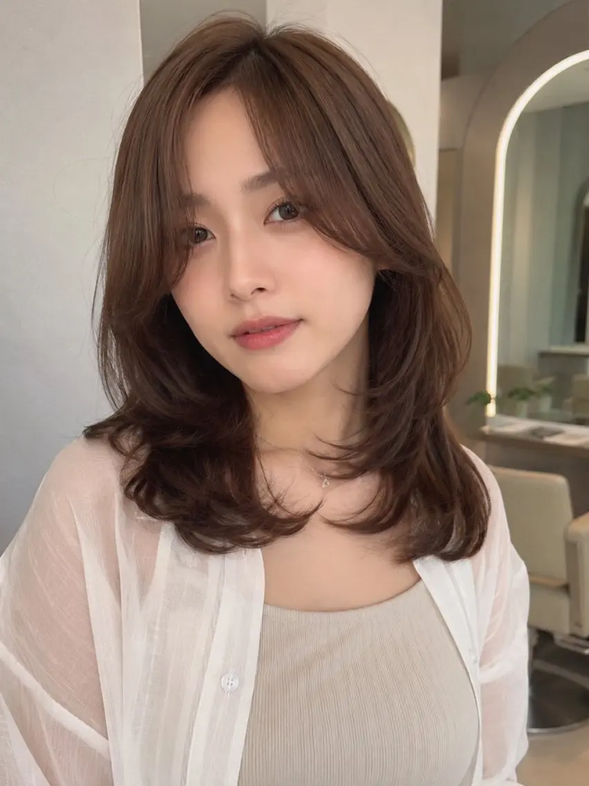 ミディアム カラー パーマ トリートメント カット ヘアカラー トリートメント 平川 友理/韓国ヘア💘のヘアスタイル