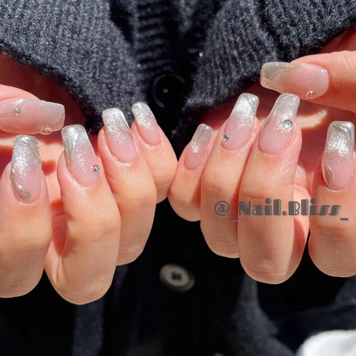 ネイル 氷ネイル・うるうるネイル マグネットネイル ミラーネイル ハンドネイル NAIL BLISSのネイルデザイン