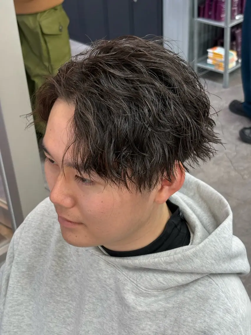 ミディアム カラー パーマ メンズ カット ヘアセット 🔥最強メンズ特化/ パーマの達人🔥風見のヘアスタイル