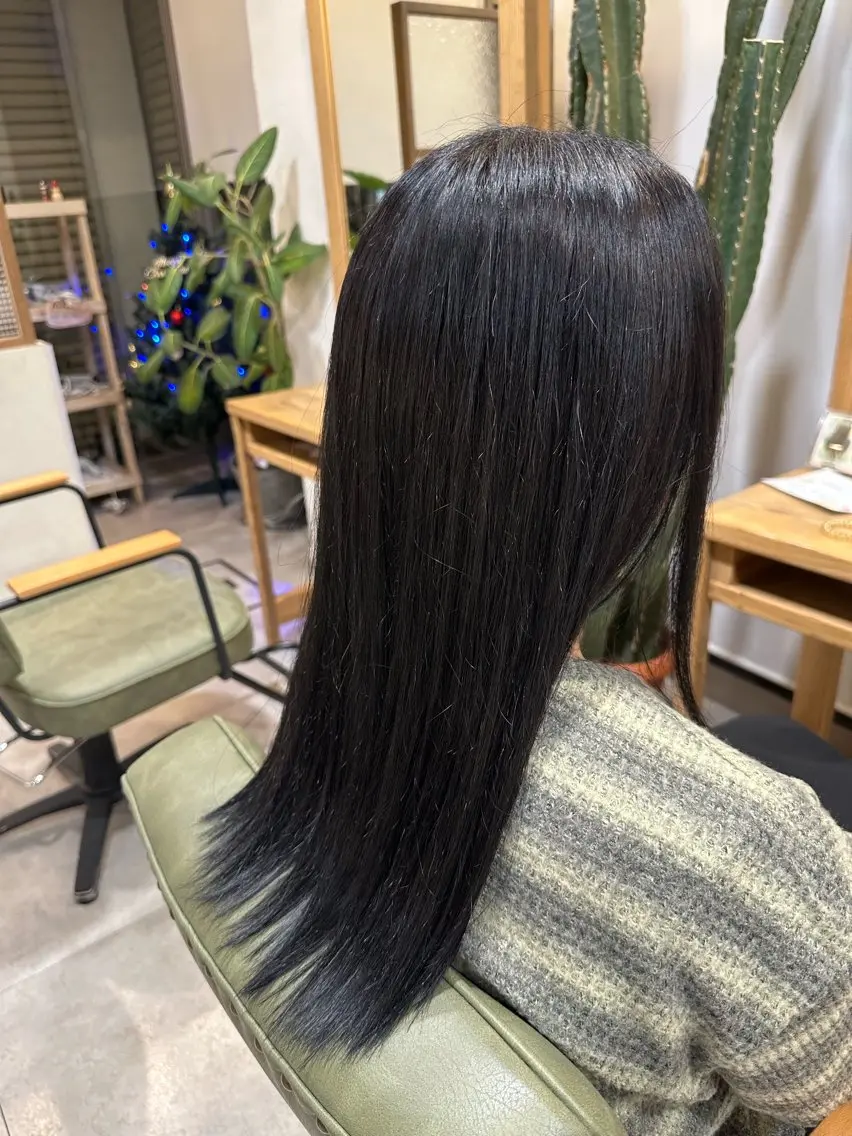 ロング カラー 黒髪 ブルーカラー ブルーブラック desirbeaux 横尾のヘアスタイル