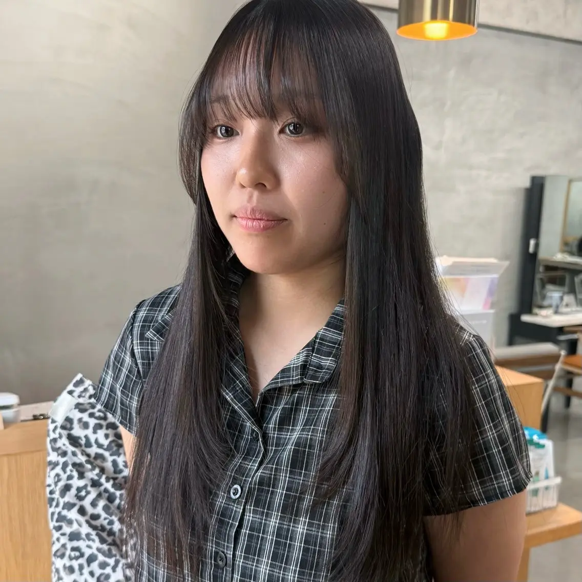 ロング レイヤーカット 縮毛矯正 湯浅 慈園のヘアスタイル