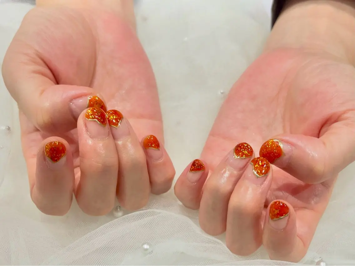 ネイル ブラウン クリアネイル ハンドネイル Nail salon Cielel⟡Ayaのネイルデザイン