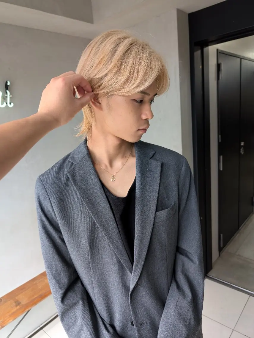 ミディアム カラー パーマ メンズ ヘアアレンジ カット 【毛流れヘア】 人気No.1/ユウキのヘアスタイル