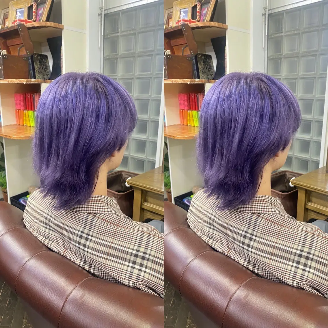 ショート カラー メンズ ブルーカラー カット ヘアカラー トリートメント 💎ハイトーン/艶 カラー モエカ💎のヘアスタイル