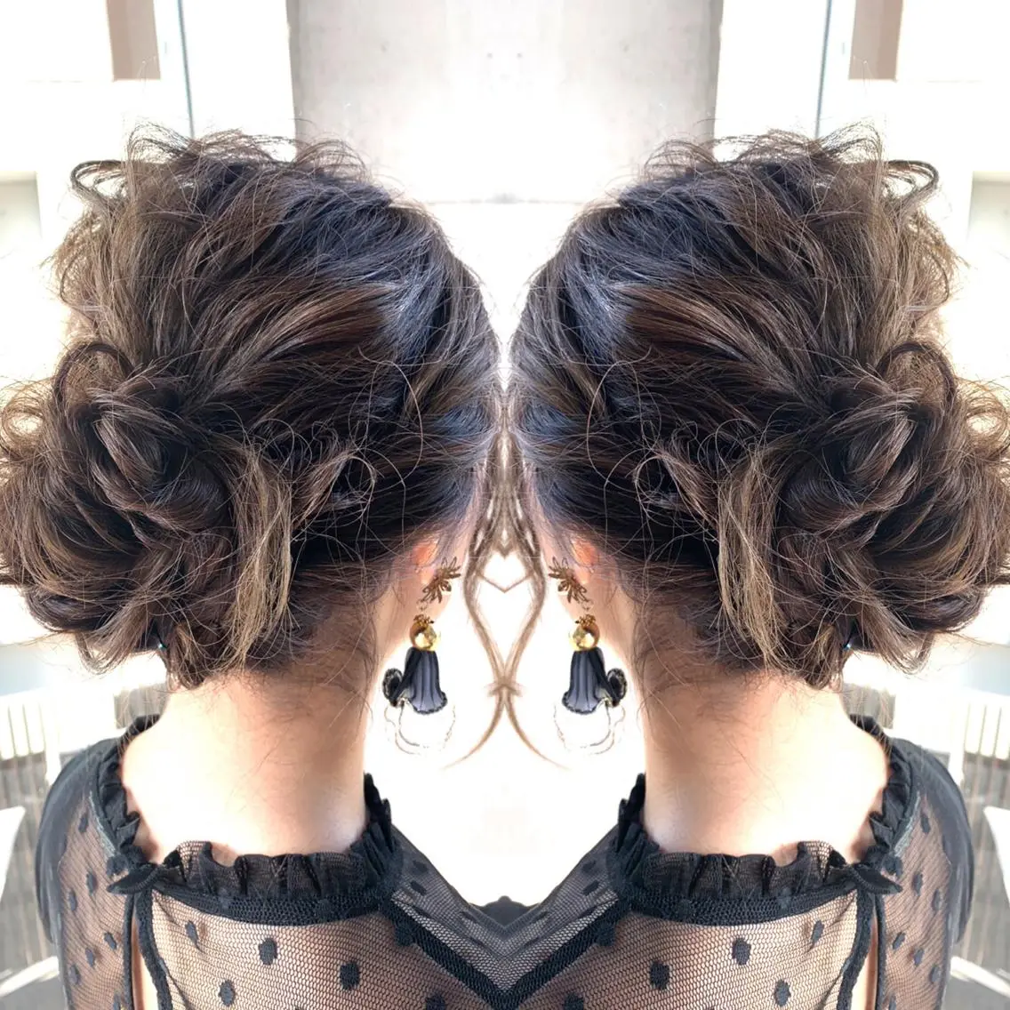 ミディアム カラー ヘアアレンジ 結婚式・ブライダル Merci メルシー 福岡、今泉のヘアスタイル