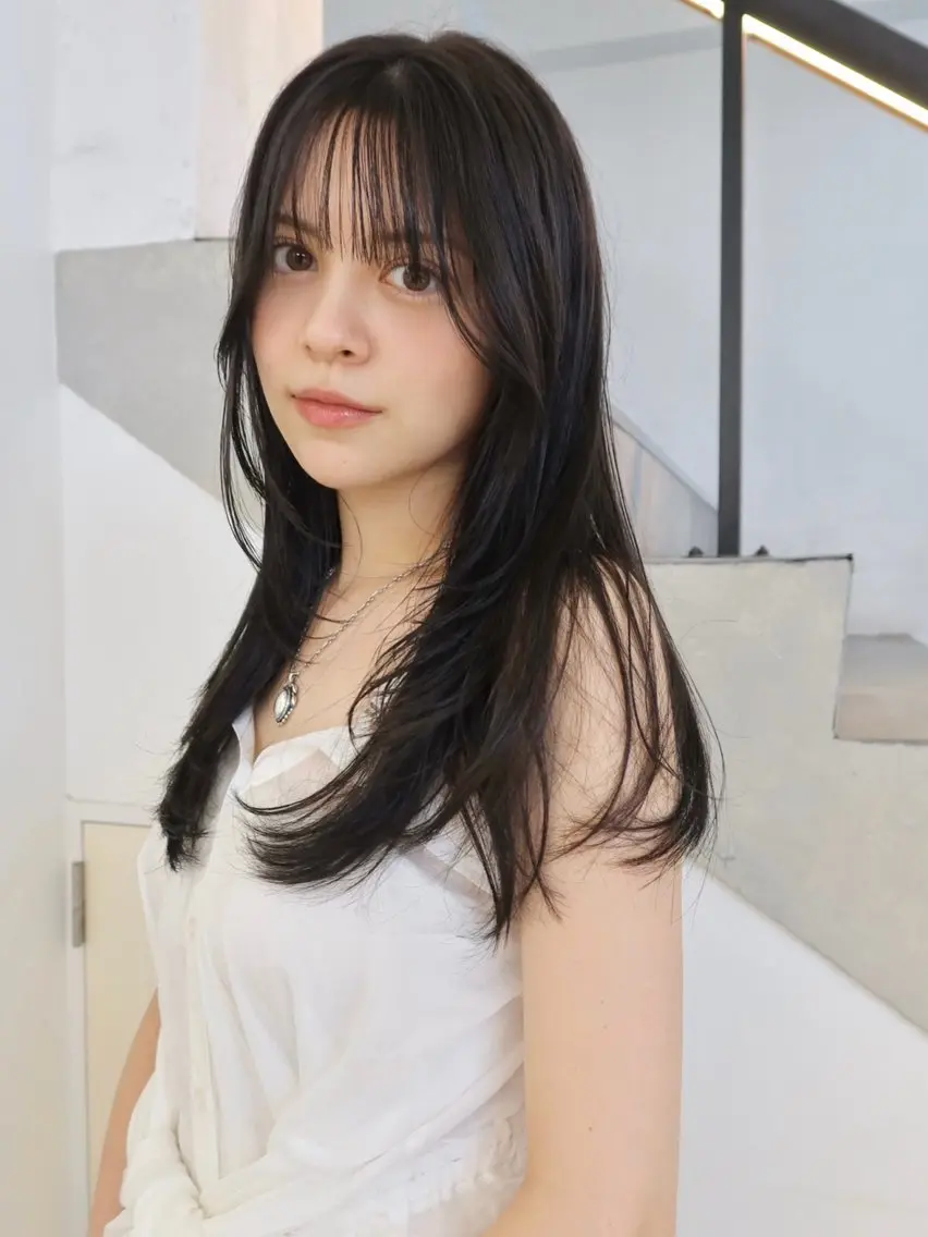 ロング カラー 透明感カラー レイヤーカット シースルーバング 顔周りカット/透明感 カラー✂️MEIのヘアスタイル