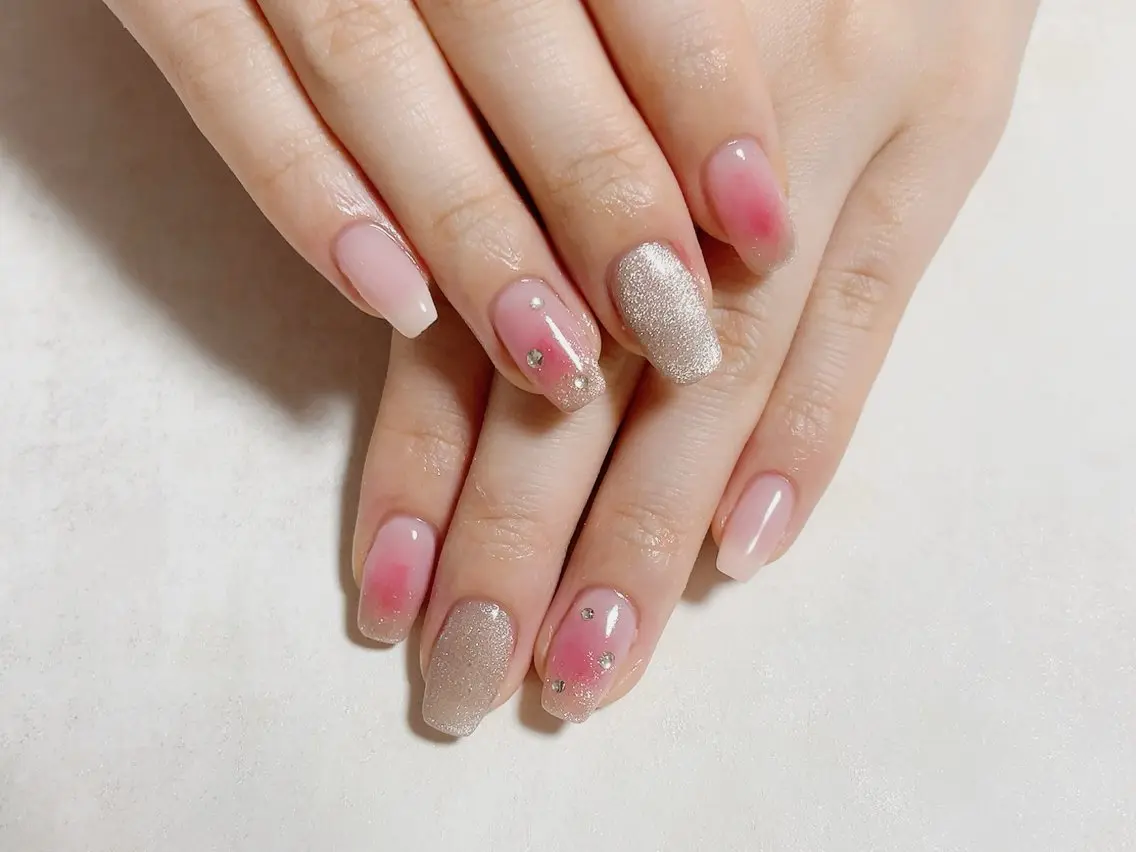 ネイル チークネイル ジェルネイル グラデーション マグネットネイル メンズネイル kiki nail たまプラーザのネイルデザイン