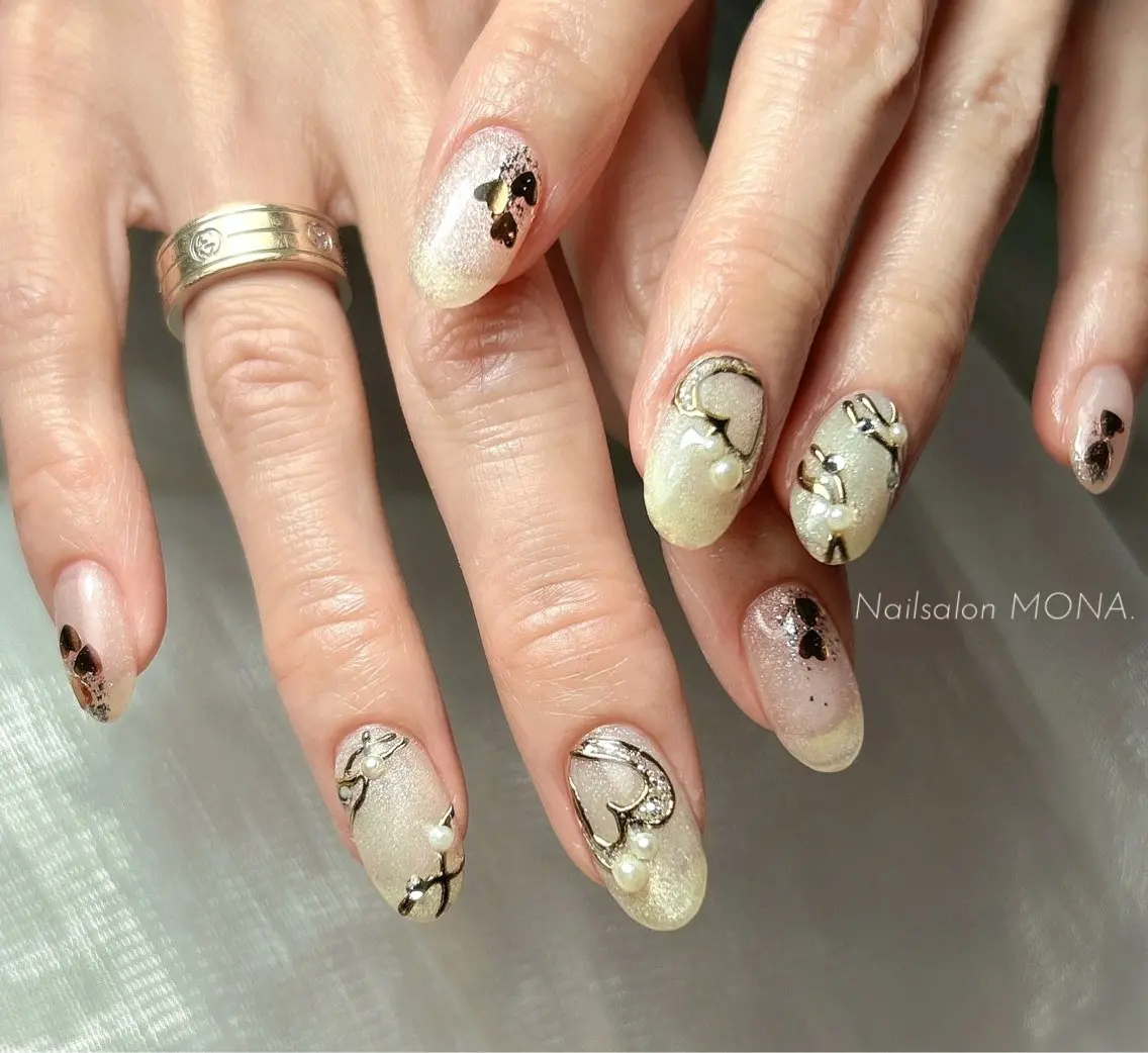 ネイル ハート バレンタイン ハンドネイル Nailsalon MONA.のネイルデザイン