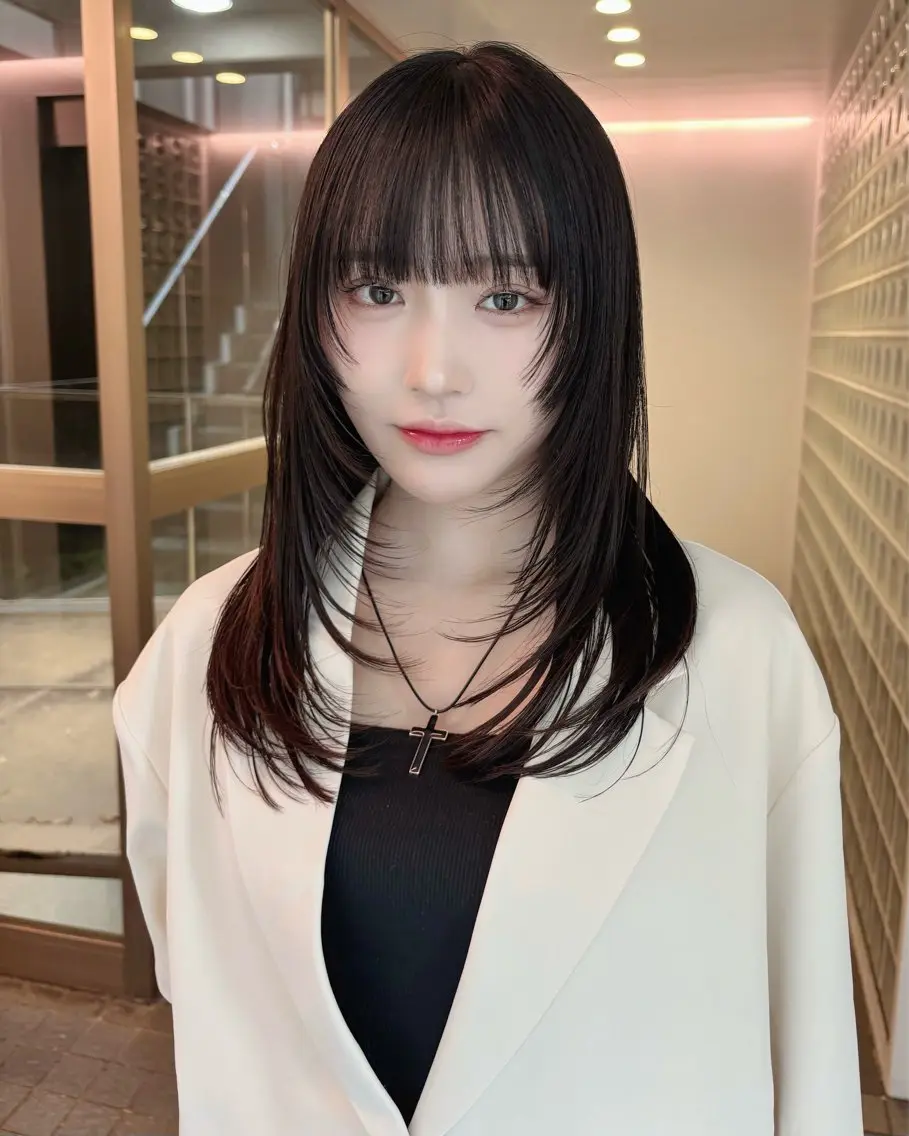 ミディアム レイヤーカット 表参道レイヤーカット 髪質改善山岸季生のヘアスタイル