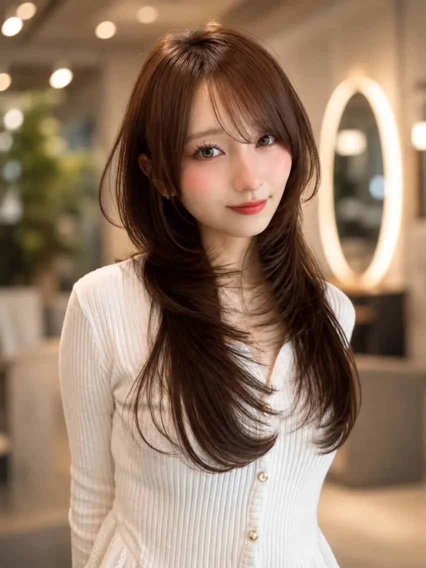 ロング カラー 似合わせカット カット ヘアカラー トリートメント レイヤー/髪質改善 Lond ambreのヘアスタイル