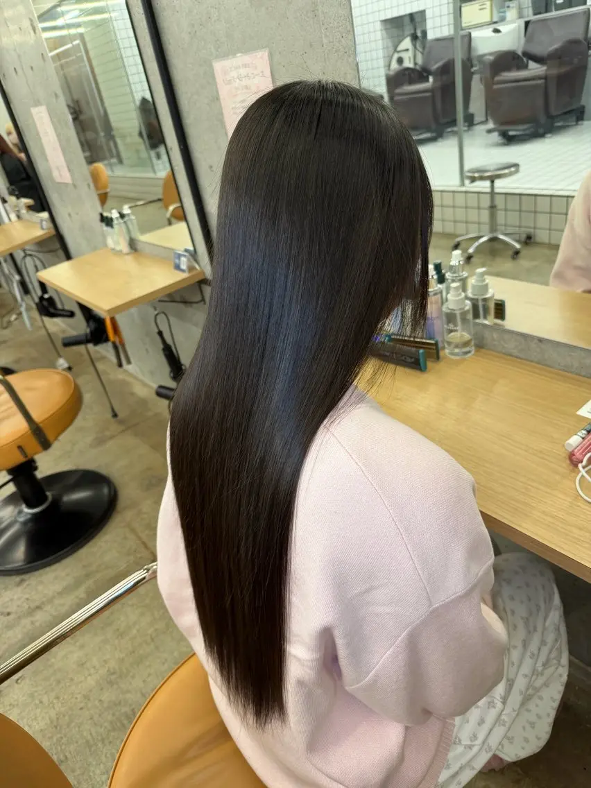 ロング 髪質改善 レイヤーカット 縮毛矯正 カット 縮毛矯正 トリートメント 縮毛矯正×髪質改善× 艶髪カラー 吉原和磨のヘアスタイル