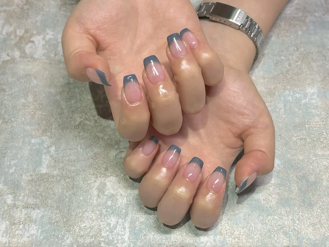 ネイル ブルー フレンチネイル Asakawa yuzukaのネイルデザイン
