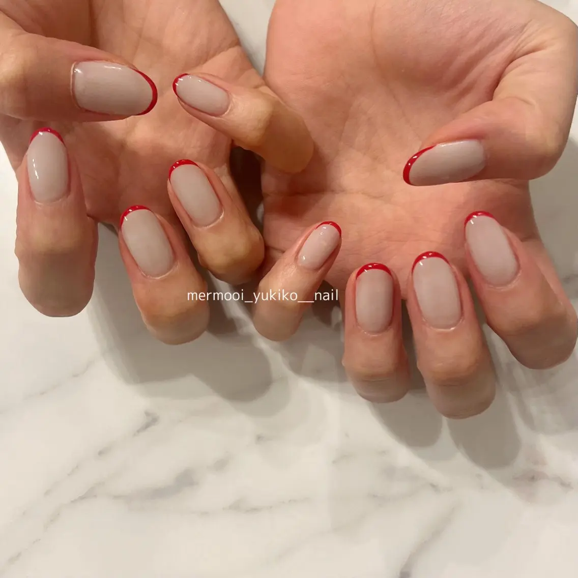 ネイル フレンチネイル 水色 シンプルネイル mermooi nailのネイルデザイン