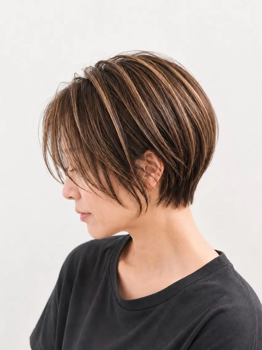 ショート カラー 透明感カラー ハイライトカラー イルミナカラー ボブ ハイライト カット ヘアカラー ✨白髪ぼかし/ ショート✨吉岡 弘のヘアスタイル