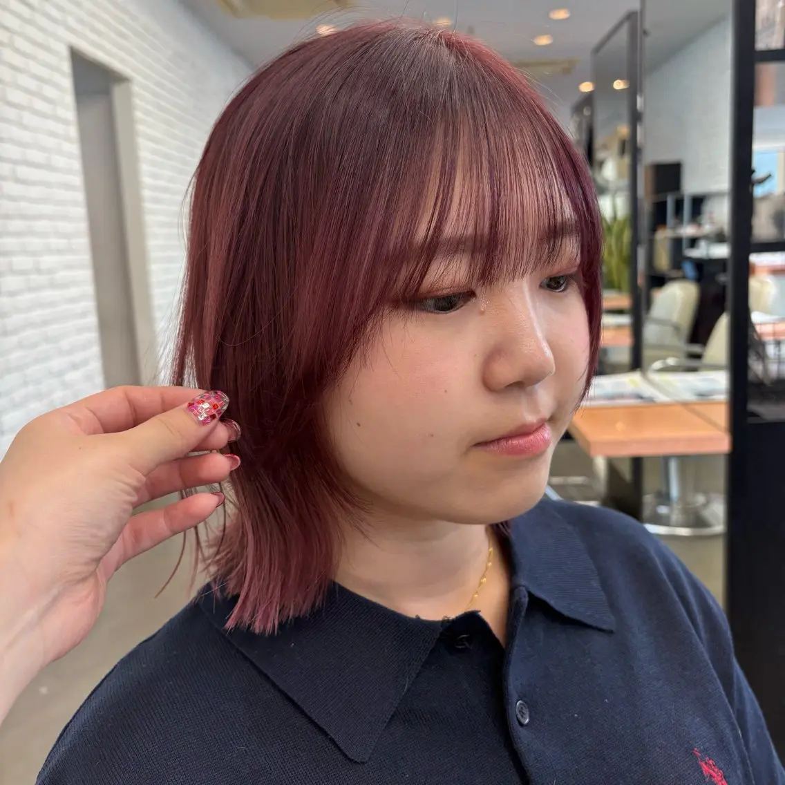 ショート カラー ヘアアレンジ ボルドーカラー カット ヘアカラー トリートメント ヘアセット 🌼REINA 🌼韓国ボブ🌼赤坂のヘアスタイル
