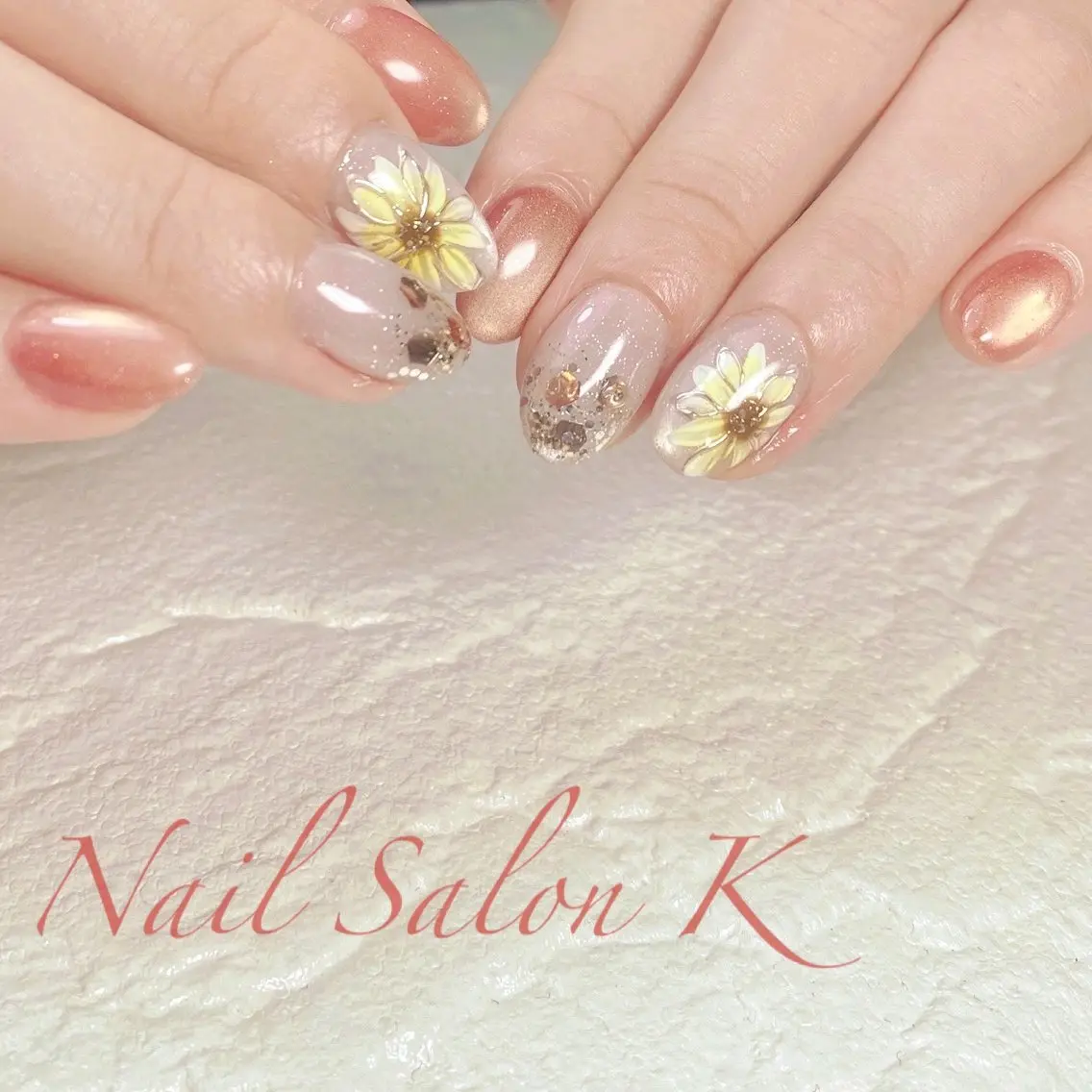 ネイル フラッシュネイル マグネットネイル 夏ネイル ハンドネイル Nail Salon K 🧸美爪育成のネイルデザイン