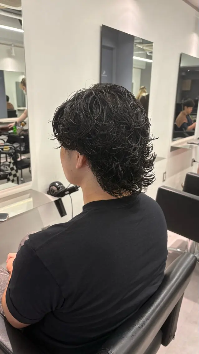 ミディアム パーマ メンズ カット パーマ 高橋 周のヘアスタイル